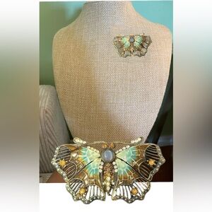 Elegant Butterfly Brooch with Multicolor Accents